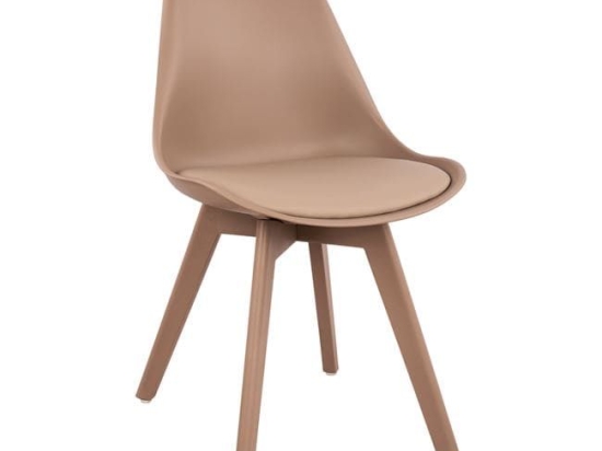 Καρέκλα Vegas HM0033.45 Cappuccino 46x58x82 εκ. Σετ 4τμχ Ξύλο,Πολυπροπυλένιο,Τεχνόδερμα