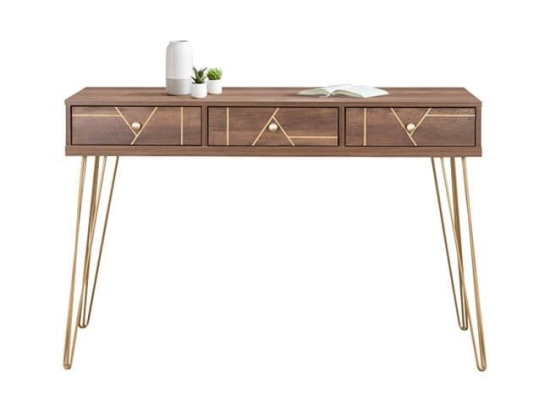 Κονσόλα Kaitlyn HM8653 Wallnut 120x55x79Υ εκ. Μελαμίνη,Μέταλλο