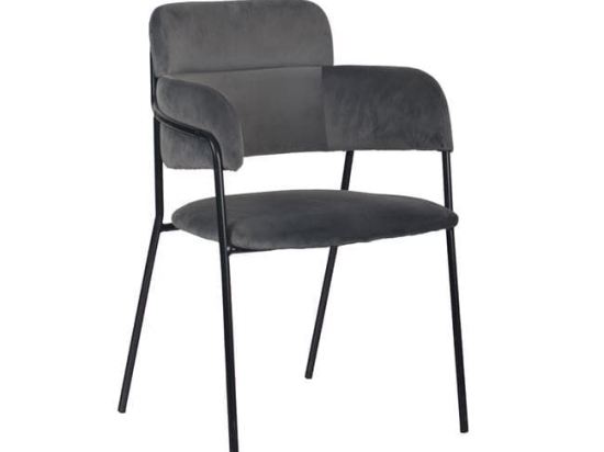 Πολυθρόνα Kelso HM8521.01 Dark Grey 55x53x80 εκ. Σετ 4τμχ Βελούδο, Μέταλλο