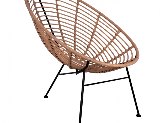 ΠΟΛΥΘΡΟΝΑ ΤΥΠΟΥ ΦΩΛΙΑ ΜΕΤΑΛΛΙΚΗ ALLEGRA HM5458 ΜΕ WICKER ΜΠΕΖ 73x83x86Υ εκ.