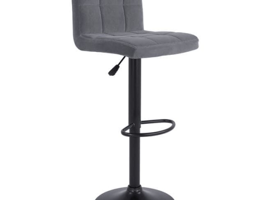 Σκαμπό Bar Diana HM202.11 Grey Σετ 2τμχ Βελούδο, Μέταλλο