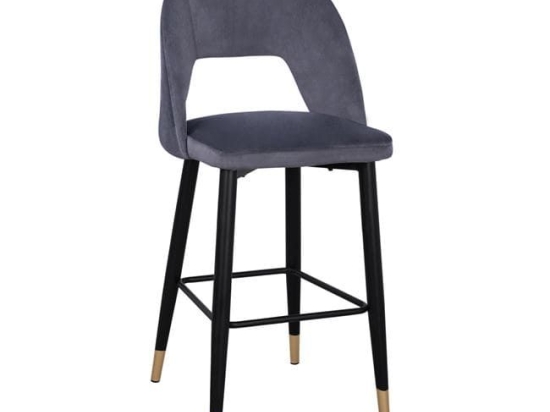 Σκαμπό Bar Harper HM8526.01 Grey 50Χ51Χ111Υ εκ. Σετ 2τμχ Βελούδο, Μέταλλο
