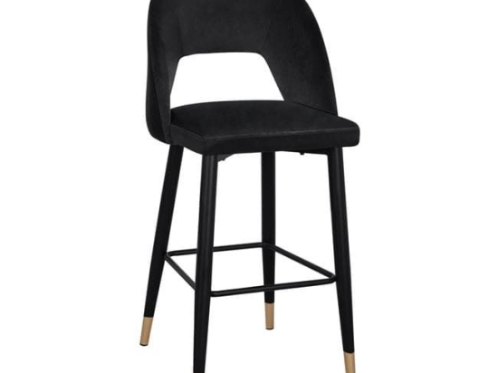 Σκαμπό Bar Harper HM8526.04 Black 50Χ51Χ111Υ εκ. Σετ 2τμχ Βελούδο, Μέταλλο