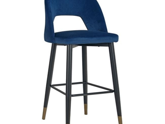 Σκαμπό Bar Harper HM8526.08 Blue 50Χ49Χ108Υ εκ. Σετ 2τμχ Βελούδο, Μέταλλο
