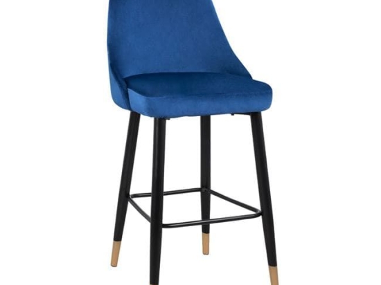 Σκαμπό Bar Paige HM8519.08 Blue 51Χ57Χ110Υ εκ. Σετ 2τμχ Βελούδο, Μέταλλο