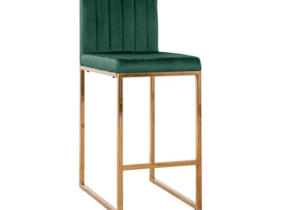Σκαμπό Bar Piper Dark Green HM8525.03 40Χ49Χ96Υ εκ. Σετ 2τμχ Βελούδο, Μέταλλο