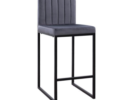 Σκαμπό Bar Piper Grey & Black HM8525.01 40x49x96Υ εκ. Σετ 2τμχ Βελούδο, Μέταλλο