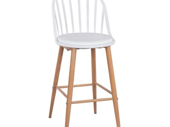 Σκαμπό Bar Alina HM8580.01 White 47X57X113Υ εκ. Σετ 2τμχ Μέταλλο,Πολυπροπυλένιο