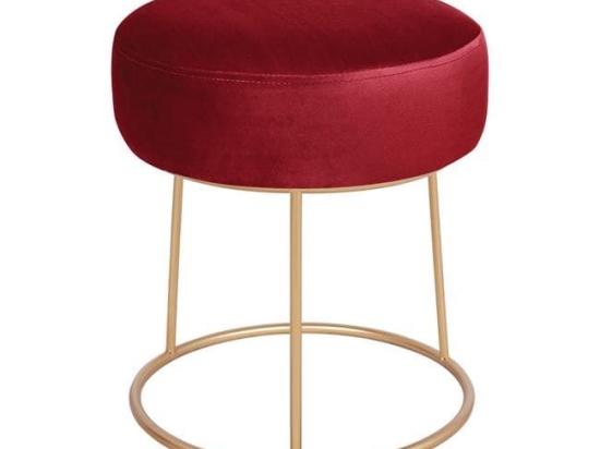 Σκαμπό Karlo Red HM8411.06 Φ36X38Υ εκ. Βελούδο, Μέταλλο