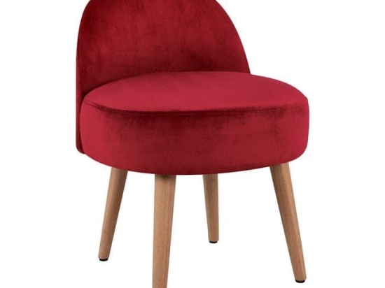 Σκαμπό Yasmine Red HM8395.06 47X43X63,5Υ εκ. Βελούδο, Ξύλο