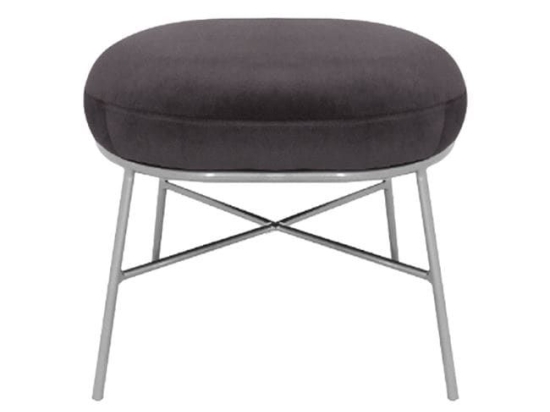 Σκαμπό Υποπόδιο Trudi HM8640.01 Grey 44x52x38Υ εκ. Βελούδο, Μέταλλο