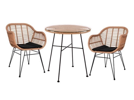 Τραπεζαρίας Σετ 3Τμχ Allegra Φ70Χ74Υ Beige & Black HM10476 2 Θέσεων