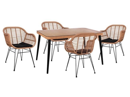 Τραπεζαρίας Σετ 5Τμχ 140X80Χ78Υ Beige & Black HM10490 4 Θέσεων