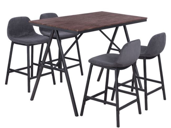 Τραπεζαρίας Σετ 5Τμχ Dark Grey HM8578 4 Θέσεων