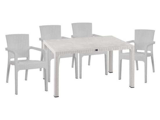 Τραπεζαρίας Σετ 5Τμχ White HM10574.04 4 Θέσεων