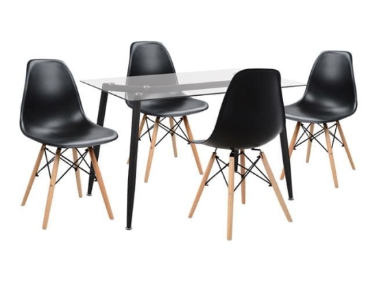 Τραπεζαρίας Σετ 5Τμχ Black HM11075 4 Θέσεων