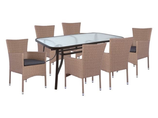 Τραπεζαρίας Σετ 7Τμχ Brown-Mocca HM10587.02 6 Θέσεων