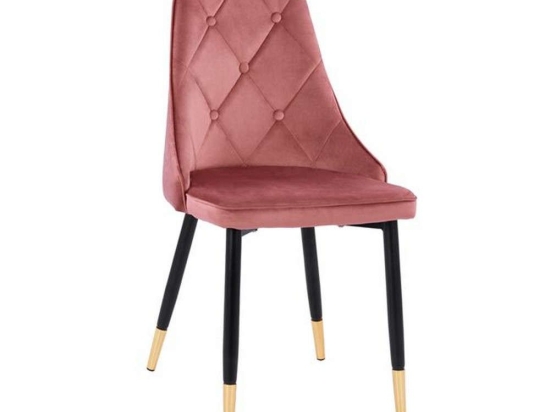 Καρέκλα Fannie HM8701.02 49x53x88Υcm Dusty Pink Σετ 2τμχ Βελούδο, Μέταλλο
