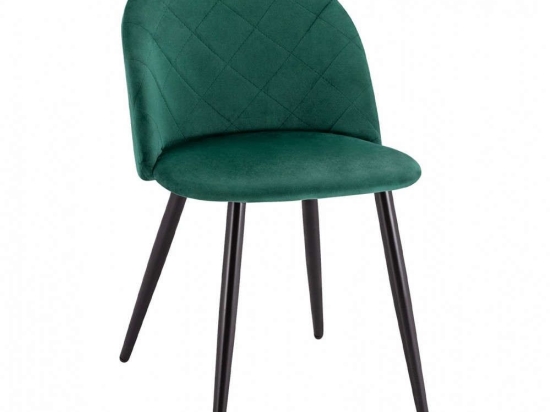 Καρέκλα HM8731.03 49x57x79Υcm Black-Forest Green Σετ 4τμχ Βελούδο, Μέταλλο