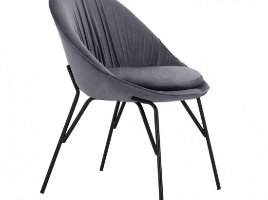 Καρέκλα Kelsey HM8684.11 59x63x84cm Grey-Black Σετ 2τμχ Βελούδο, Μέταλλο