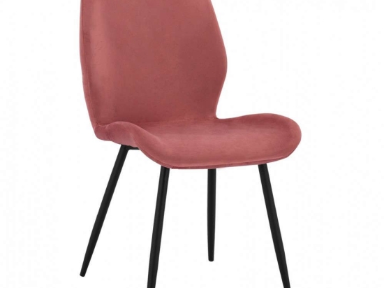 Καρέκλα Klay HM8730.02 49X62,5X87cm Dusty Pink-Black Σετ 2τμχ Βελούδο, Μέταλλο