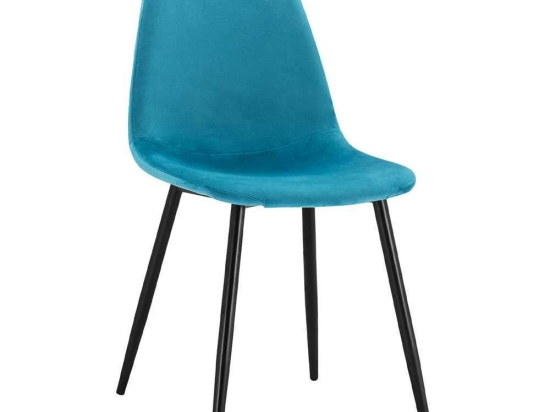 Καρέκλα Leonardo HM00100.18 45x53x85Υcm Turquoise Σετ 4τμχ Βελούδο, Μέταλλο