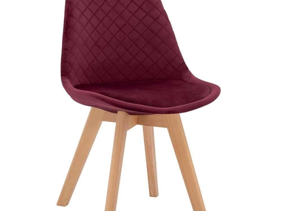 Καρέκλα Venice HM8719.06 49x56x84Υcm Red Σετ 4τμχ Βελούδο, Ξύλο