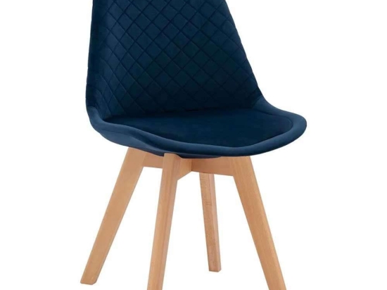 Καρέκλα Venice HM8719.08 49x56x84Υcm Blue Σετ 4τμχ Βελούδο, Ξύλο