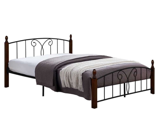 Κρεβάτι Suzie HM585 Για Στρώμα 150Χ200cm Wallnut Διπλό Μέταλλο,Ξύλο