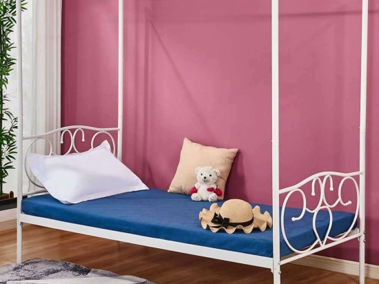 Κρεβάτι Με Ουρανό HM572.02 190Χ90cm White Μονό Μέταλλο