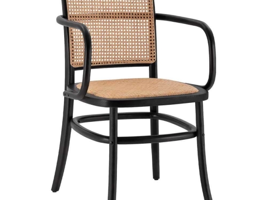 Πολυθρόνα HM8748 56x56x90 cm Black Rattan,Ξύλο