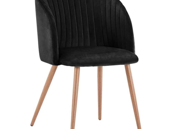 Πολυθρόνα Leah HM8543.04 53x57x81cm Black Σετ 2τμχ Βελούδο, Μέταλλο