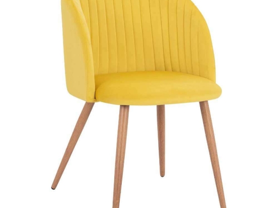 Πολυθρόνα Leah HM8543.11 53x57x81cm Yellow Σετ 2τμχ Βελούδο, Μέταλλο