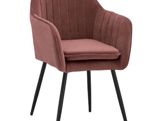 Πολυθρόνα Sawyer HM8523.12 53x60x76Y cm Dusty Pink Σετ 2τμχ Βελούδο, Μέταλλο