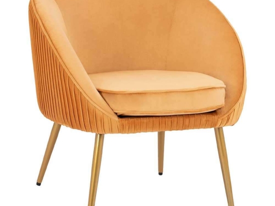 Πολυθρόνα Yajanti HM8633.19 71x67x78Υcm Gold Βελούδο, Μέταλλο