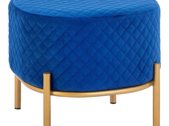 Σκαμπό Sinta HM8638.08 42x42x38Υcm Blue-Gold Μέταλλο,Ύφασμα