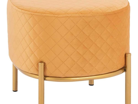 Σκαμπό Sinta HM8638.09 42x42x38Υcm Gold Μέταλλο,Ύφασμα