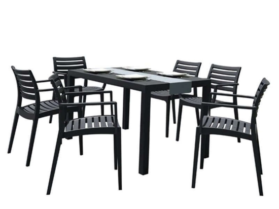 Τραπεζαρία Σετ 7Τμχ Ares/Artemis 20.9998 140X80cm Black 6 Θέσεων
