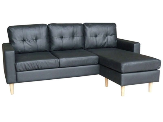 Καναπές Γωνιακός (Αναστρέψιμη Γωνία) Liana S 40.0068 185Χ126Χ85cm Black Ξύλο,Τεχνόδερμα