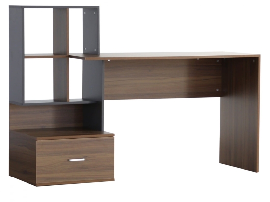 Γραφείο Με Βιβλιοθήκη HM8993.01 149x48x105cm Walnut-Grey