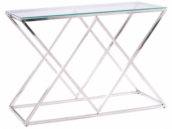Κονσόλα Holland HM8622.01 Με Γυαλί Και Βάση Χρωμίου 120X40Χ78 Chrome Μέταλλο,Γυαλί