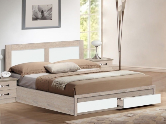 Κρεβάτι Capri HM312.06 158x206x30-93 Με Δύο Συρτάρια Για Στρώμα 150x200cm Sonama-White Διπλό Μελαμίνη