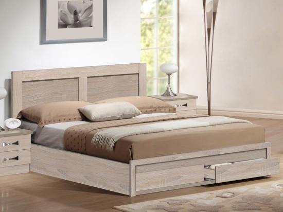 Κρεβάτι Capri HM599.02 Με Δύο Συρτάρια Για Στρώμα 140x200cm Sonama Διπλό Μελαμίνη