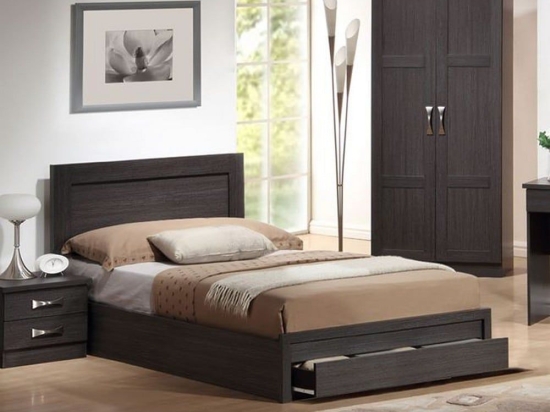 Κρεβάτι Melany HM346.01 Με Ένα Συρτάρι Για Στρώμα 90Χ190cm Zebrano Μονό Μελαμίνη