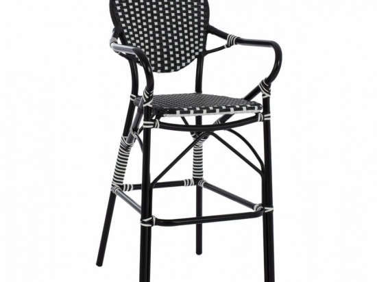 Σκαμπό Bar Bamboo Look HM5794.02 56x60x126cm Black - White Αλουμίνιο,Wicker