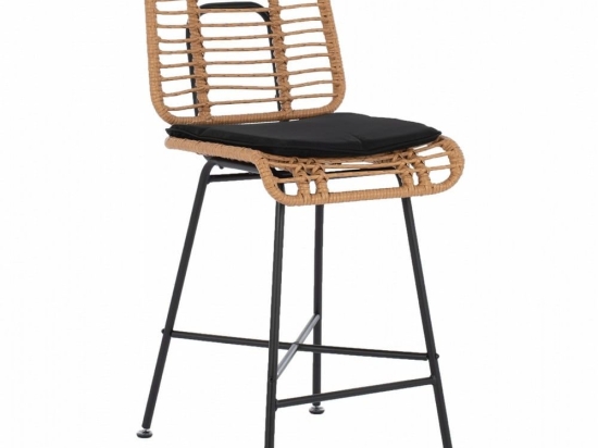 Σκαμπό Bar Eddie HM5709 46Χ46,5Χ96cm Natural - Black Αλουμίνιο,Wicker
