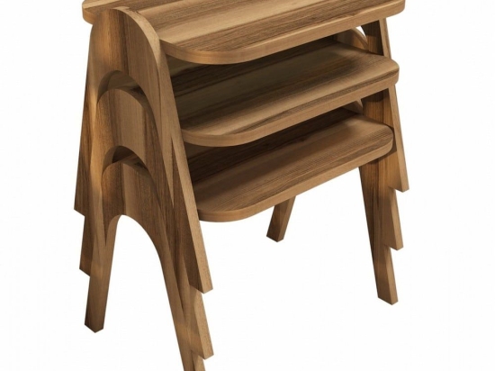 Τραπέζι Ζιγκόν Linnea (Σετ 3τμχ) HM9068.01 48,6x35,5x72cm Walnut Μελαμίνη