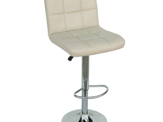 Σκαμπό Bar 40 43.2384.S (Σετ 2τμχ) 43x52x110cm Cream Μέταλλο,Τεχνόδερμα