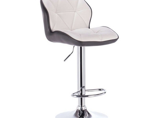 Σκαμπό Bar 86 Margo 43.0202.S (Σετ 2τμχ) 42x49x109cm Black-White Μέταλλο,Τεχνόδερμα