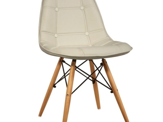 Καρέκλα Τραπεζαρίας Amanta 10.0080.S (Σετ 4τμχ) 46X51X82cm Cream Ξύλο,Τεχνόδερμα